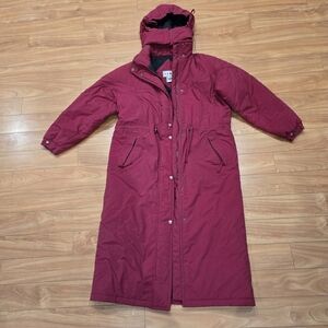 L.L. Bean Women's Vintage Long Red Puffer Coat